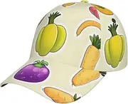 [YANYU] Cartoon Vegetable Fruits Print Adjustable Snapback Hat Baseball Cap Comfortable and Stylish for Men and Women Black, Black, One Size