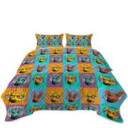 Panel of Multi Colored Cool Hipster Dog Coverlet