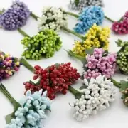12Pcs Artificial Berry Stamen Silk Flower Wedding Wreaths Corsage Craft Material