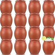 Set of 16 (3oz) Cantaritos de Barro Mexicanos Mini Cantaritos Shooters Pottery Cocktail Glasses for Tequila, Margaritas, Mojitos, Mexican Jarritos de Barro Mexicanos, Taco Tuesday Cocktail Cups