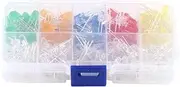 ViaGasaFamido 200pcs 5mm LED Diode LED Light Kit Professional Box 5 Colors Emitting Diodes Assortment Kit Yellow Red Blue Green Orange for DIY Science Project Experiment