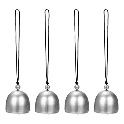 4-Pack Hanging Bells, Small Decorative Bells Wind Chimes [Silver, Black]