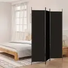 3-Panel Room Divider Folding Wall Privacy Screen Stand Black 150x200cm Fabric