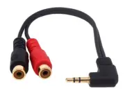 3.5mm to 2RCA Adapter Cable, 8 Inch Gold Plated 90 Degree Right-Angled 1/8" T...