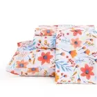 Blue Watercolor Floral Sheet Set Size, 3 Piece Printed Twin Blue Orange Floral