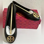 New in Box Tory Burch Chelsea Ballet Leather Flat Perfect Black Size 8