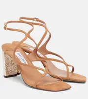 [Jimmy Choo] Jimmy Choo Azie 85 embellished suede sandals AU 4 brown