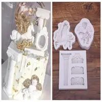 在飛比找ETMall東森購物網優惠-歐式天使寶寶復古羅馬柱飛馬硅膠翻糖模具 烘焙蛋糕裝飾 粘土模