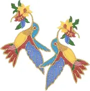 LALAFINA 2pcs Hummingbird Sew on Patches for Clothes Animal Bird Embroidery Applique Decor DIY Patch