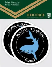 NRL Heritage Mini Decal - Cronulla Sharks - Car Sticker Set Of 2 - 8x7cm