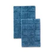 Superior BATHRUG-CH2PC-SP Bath Rug Set Cotton Checkers - Sapphire- 2 Pieces