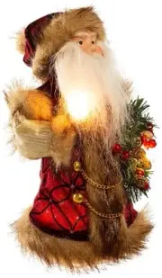 Kurt Adler 10-Light Burgundy and Brown Santa Treetop, 10-Inch