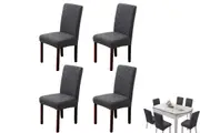 4pcs Chair Cover Universal Fitted Jacquard Seat Protector Cover for Party Home Kitchen Decor-Dark gray
