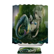 Melancholic Fantasy Stranded Island Mermaid Shower Curtain
