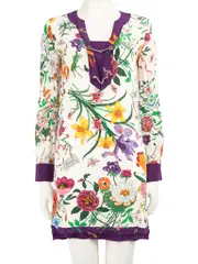 Floral Print Silk Mini Dress