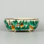 Japanese bonsai pot ECHIZEN-BUNZAN Oval shape W11.5cm H4cm Glazed
