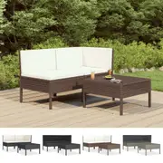 Garden Lounge Set with Cushions 3 Piece Table Poly Rattan Multi Colours vidaXL