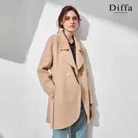 在飛比找momo購物網優惠-【Diffa】喀什米爾羊毛觸感翻領長大衣-女