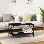 Coffee Table Black 80x50x45 cm Engineered Wood and Iron,Sturdy and Stylish Coffee Table with Iron Frame and Practical Tabletop for Living Room Accent Furniture, Accent Coffee Tables