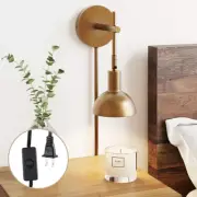 Nathan James Tamlin Vintage Brass Wall Light Fixture, Wall Mounted 1-Light La...
