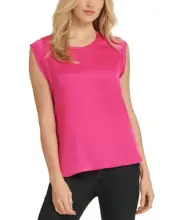 DKNY Women's Flutter Cap Sleeve Top Pink Size Small