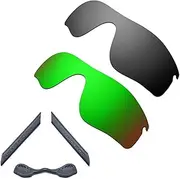 [HKUCO] For Oakley Radarlock Path Black/Green Polarized Replacement Lenses And Grey Earsocks Rubber Kit