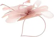 BIUDECO Fascinator Headband for Women Vintage Tea Party Mesh Veil Hair Accessory Elegant Church Hat for Special Occasions Races Photoshoots Chic Cocktail Party Headband Lotus Color