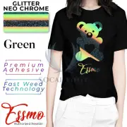 Neo Chrome Glitter Green Heat Transfer Vinyl HTV T-Shirt 20" Wide Iron Press