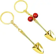 [FRAINBOWZ] Coke Spoon, 2pcs Keyring 3D Shovel Keychain Zinc Alloy Key Ring Metal Keyfob Key Chain For Men Women Backpack Pendant Party Favors Mini Spatula Mini Spoon Spoon Spice Spoon (Gold)