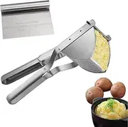 Large Potato Ricer Masher with Dough Scraper,Stainless Steel Ricer for Mashed Potatoes,Professional Masher Ricer Kitchen Tool,Fruit Vegetables Press Baby Food Masher,Ricer Masher,Dishwasher Safe