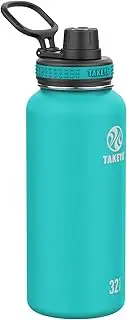 Takeya Originals 32 oz Vacuum Insulated Stainless Steel Water Bottle with Straw Lid, Ocean