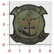 NAVY VT-3 RED KNIGHTS SQUADRON GREEN HOOK & LOOP EMBROIDERED PATCH