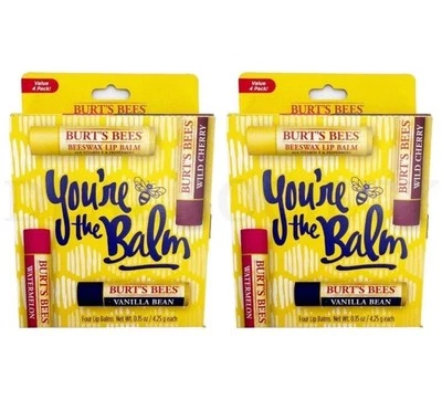 Burt's Bees You're the Balm 100% Natural Lip Balm 4 Pack Lot of 2 Sets