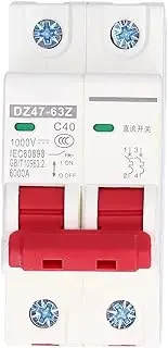 Lwuey DZ47-63 C40 Miniature Circuit Breaker, 2P DC 1000V 40A Mini Home Circuits Breaker MCB Safety Low Voltage Overload Protection Switch Solar Energy Protector Photovoltaic System Rail Mount Isolator
