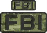 F B I EMB PATCH 4X10 AND 2X5 HOOK ON BACK BLACK ON MULTICAM