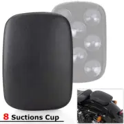 8 Suction Cups Leather Pillion Rear Passenger Seat Pad For Harley Bobber Chopper