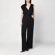 [Victoria Beckham] Black jumpsuit with viscose blend belt 8 UK Black