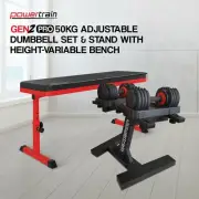 Powertrain Gen2 Pro 50KG Adjustable Dumbbell Set & Stand with Height-Variable