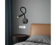 2W Led Bedside Lamp Black Wall Lamp Reading Light Bedside Wall Lamp For Reading Led Modern Flexible Swan Reading Lamp Bedroom Wall Reading Light With Switc