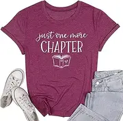 [MHTOR] Just One More Chapter T-Shirt Women Cute Book Lover Gift Tee Tops Funny Reading Shirt Tops Teacher Short Sleeve Tees