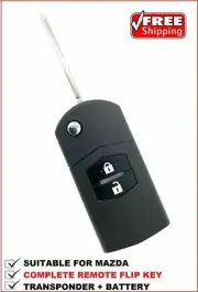 MAZDA 2 3 6 RX8 Remote FLIP KEY Ready for programming Transponder Car key T2