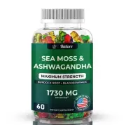 Sea Moss Gummies with Ashwagandha, Irish Sea Moss, Burdock Root, Bladderwrack...