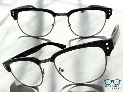Men's Classic Vintage Retro Style READING EYE GLASSES READERS Black Frame +1.50