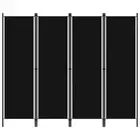 4-Panel Room Divider Black 200x180 cm Privacy Screen Folding Partition Hom 20722