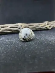 Native Navajo White Buffalo Turquoise Sterling Silver mens Ring Size 10.5