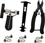 Bicycle Chain Repair Tool Kit WorthPlanet Bike Master Link Pliers Remover & Chain Breaker Splitter Cutter & Chain Wear Indicator Checker & Reusable Missing Connector for All Models Bike Chain W120023