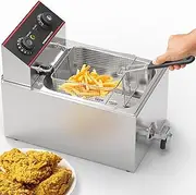 Cobuy 8L Deep Fryer, Electric Immersion Fryer, Countertop Fryers Cooker with Drain Basket Adjustable Temperature & Timer for Home Kitchen Use | 2500W