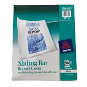 Avery 47710 Non-slip Locking Sliding Bar Report Cover 50 Pack Hold 20 Page White