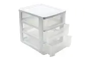 3-Tiers White Drawer Desktop Cabinet Storage Organiser Box Office Stationery 24cm