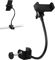 Kisangel 1 Set Guitar Phone Mount with Clamp Rotating Microphone Stand Holder for Tablets and Phones Compact and Travel Friendly Design